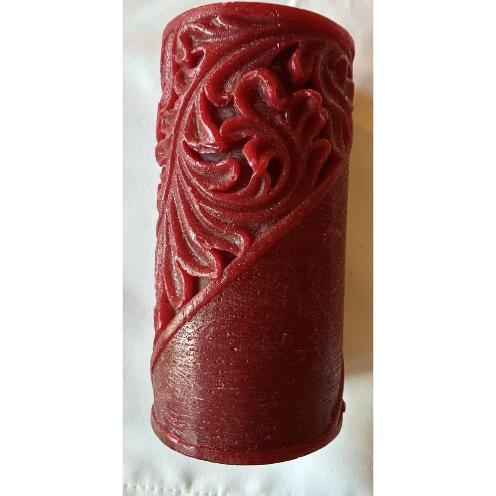 VTG pier 1 imports Plum Bordeaux Carved Pillar Candles Set of 5 Rare HTF